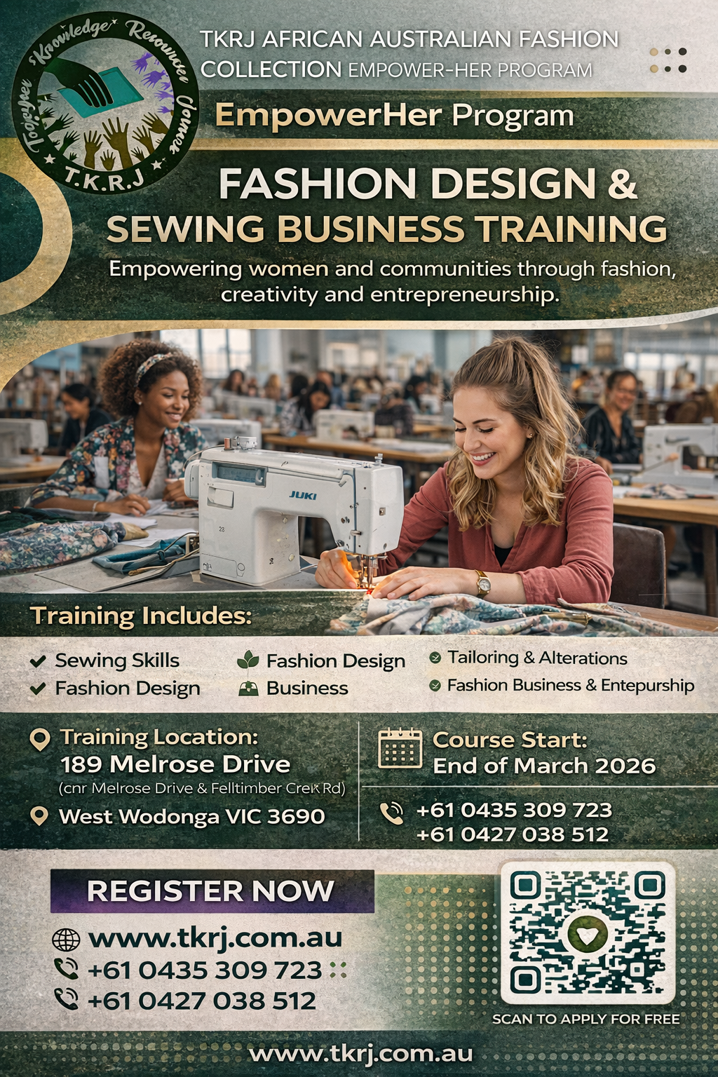 TKRJ African Australian Fashion Collection Sewing Class